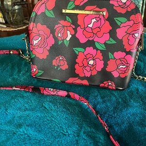 Betsey Johnson Floral Black and Pink purse